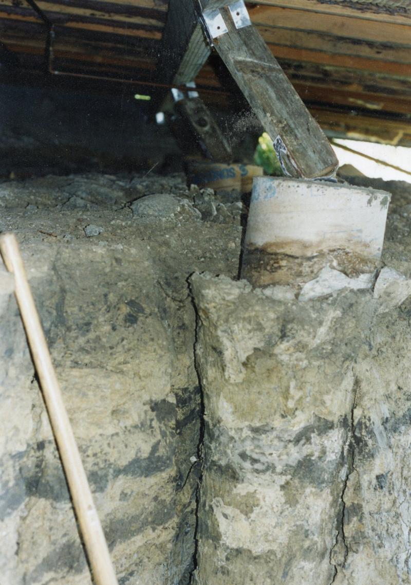 Exposed pier under house